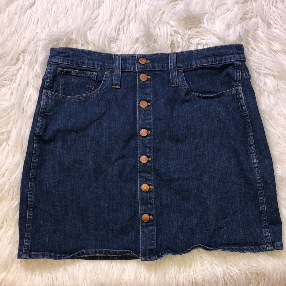 Madewell Dark Blue Denim Button-Front Skirt
